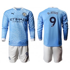 Fotbalový Dres Manchester City Gabriel Jesus 9 Dětské Domácí 2020/21 Dlouhý Rukáv